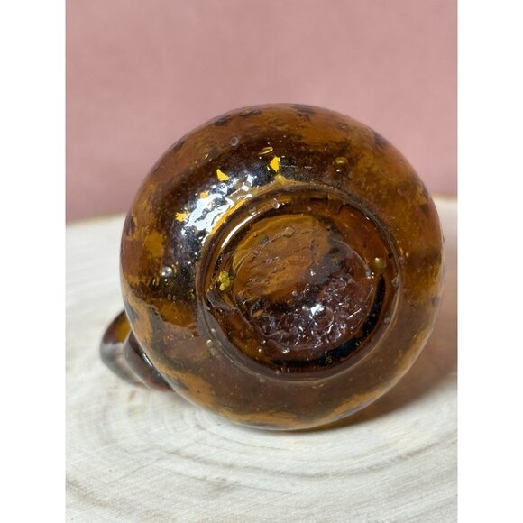 Vintage Amber Art Glass Mini Pitcher Hand Blown MCM Swirl Creamer - Picture 5 of 7
